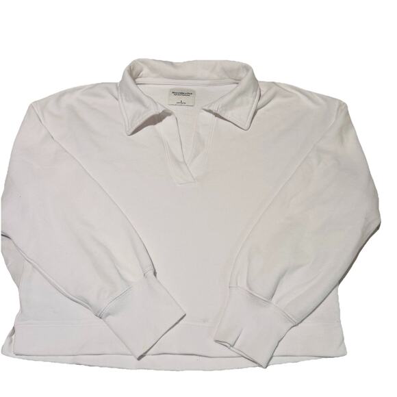 Abercrombie & Fitch Tops - Abercrombie & Fitch Soft A&F Collection White Fleece Sweatshirt S Boxy Preppy